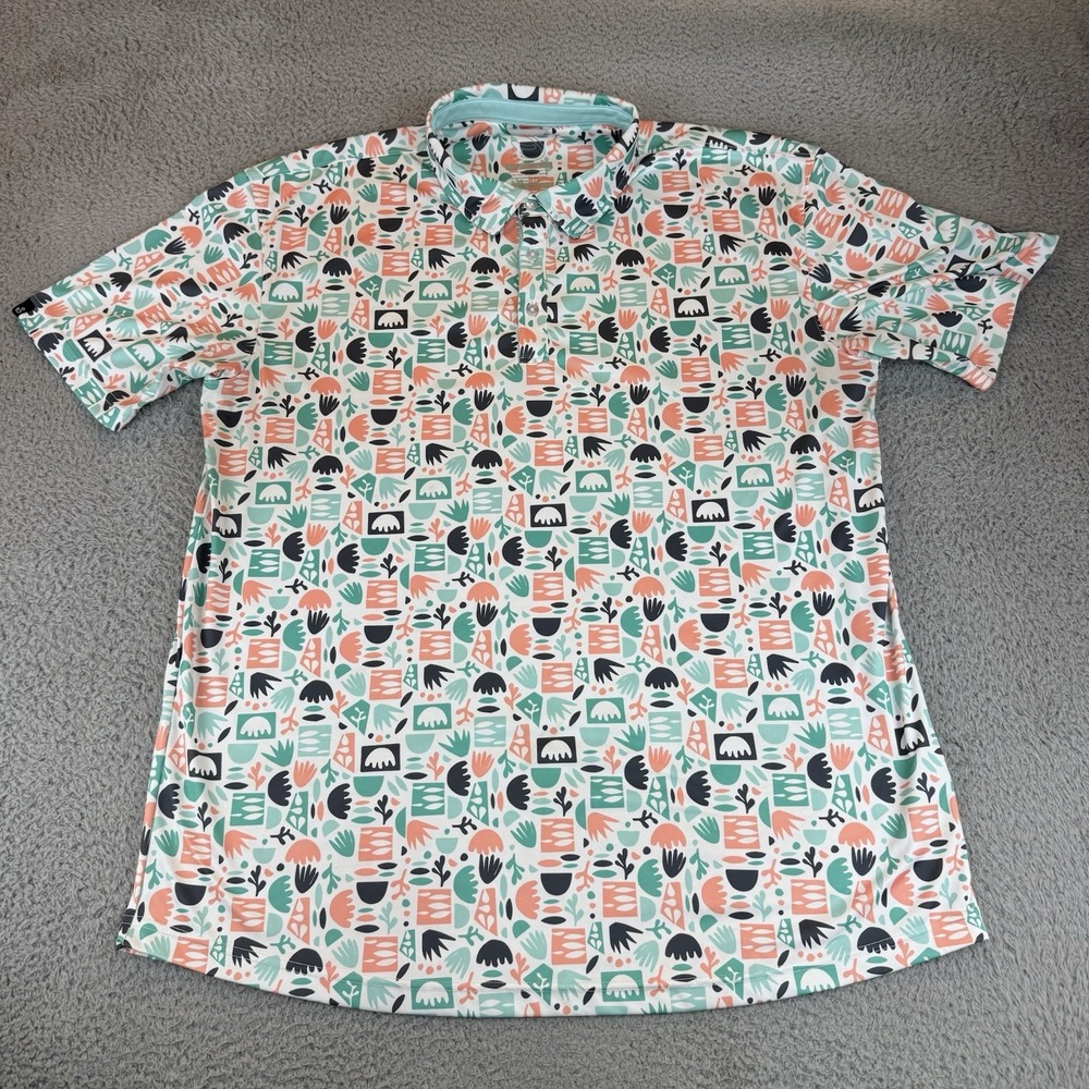 Swannies Men's 2 Xl Golf Polo Shirt Graphic Print Stretch Aop All Over Print